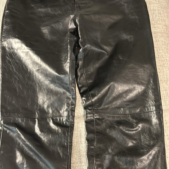 GAP ORIGINAL FIT ,VINTAGE Y2K ,(REAL )LEATHER PANTS ,BLACK ,SIZE 6 - Picture 6 of 12